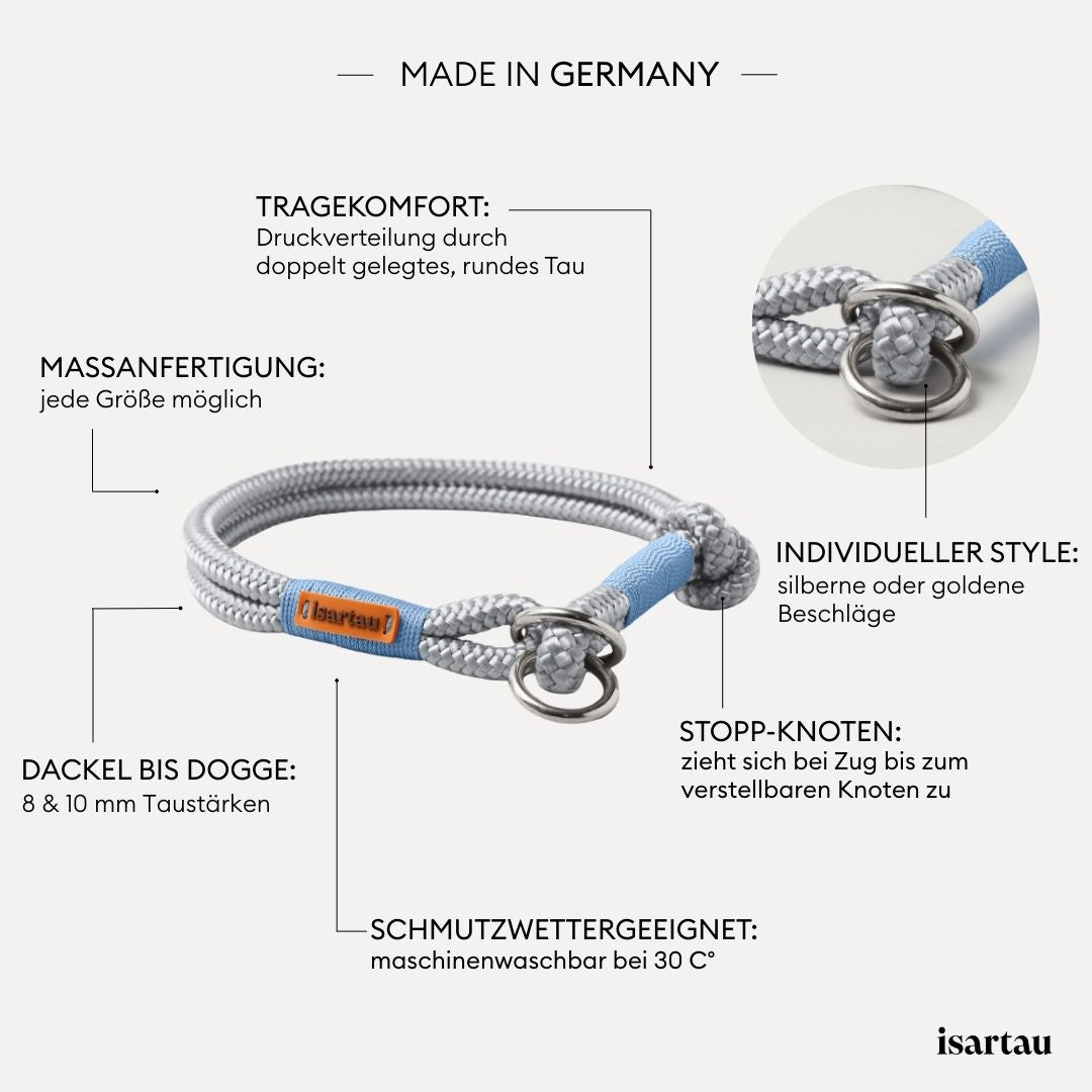 isartau Tauhalsband Pebble Stone Hellblau, Zugstopp, Produktdetails
