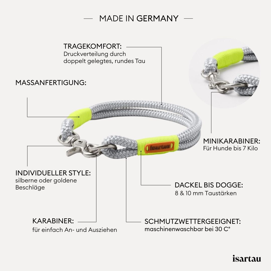isartau Tauhalsband Pebble Stone Neongelb, feste Halsung, Produktdetails