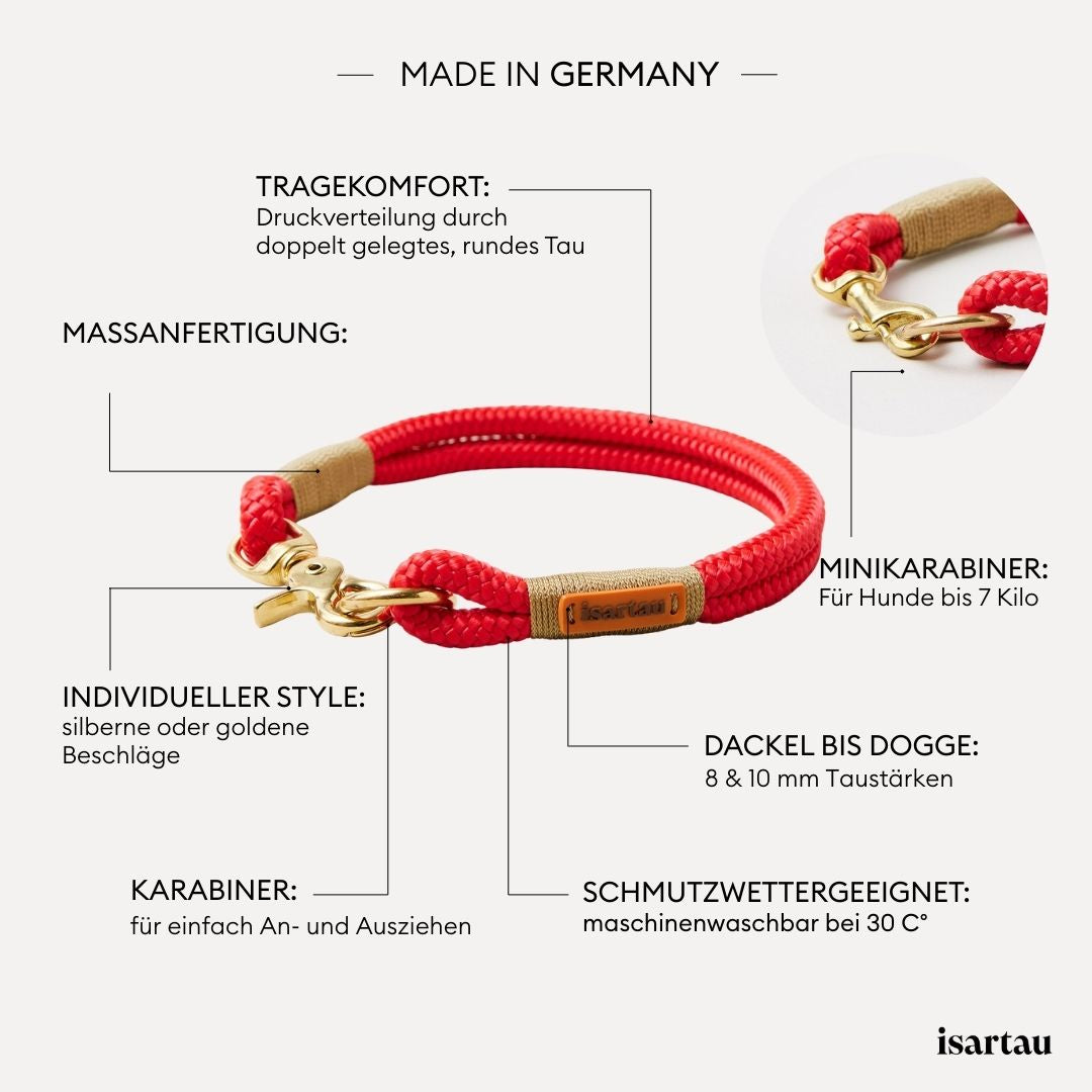 isartau Tauhalsband Red Fairy Gold, feste Halsung, Produktdetails