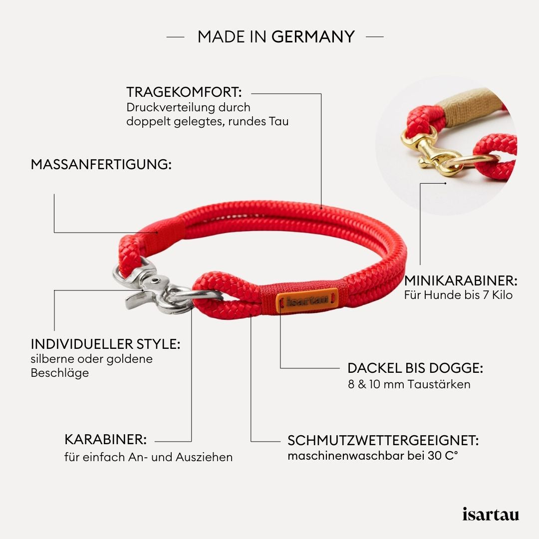 isartau Tauhalsband Red Fairy Rot, feste Halsung, Produktdetails