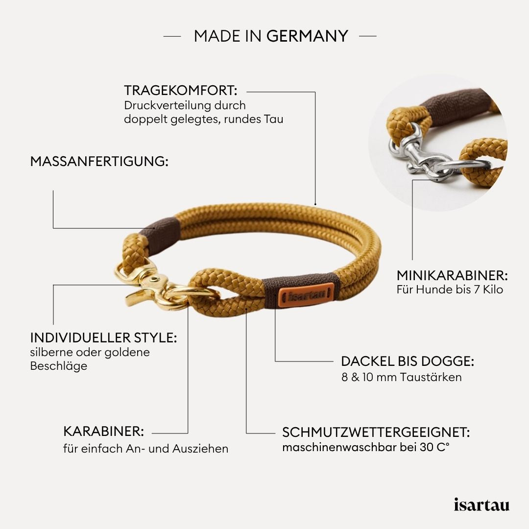 isartau Tauhalsband Sweet Toffee Dunkelbraun, feste Halsung, Produktdetails