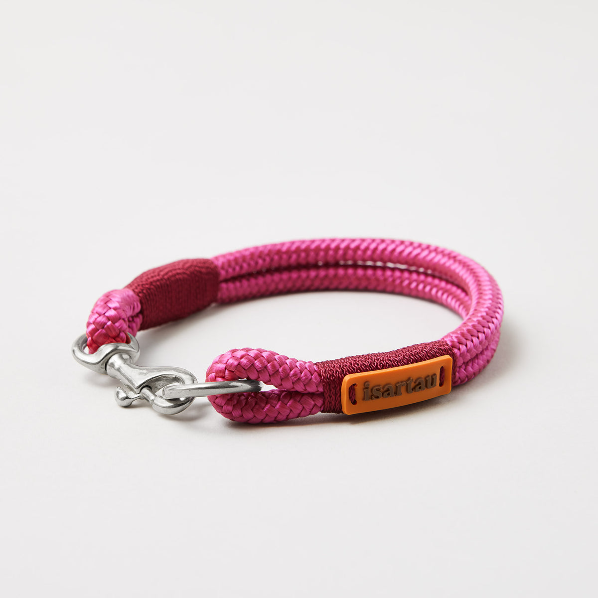 Tauhalsband Feste Halsung Viva Magenta Burgunder 8 mm, silberfarbene Beschläge, Farbkombination Magenta und Burgunder