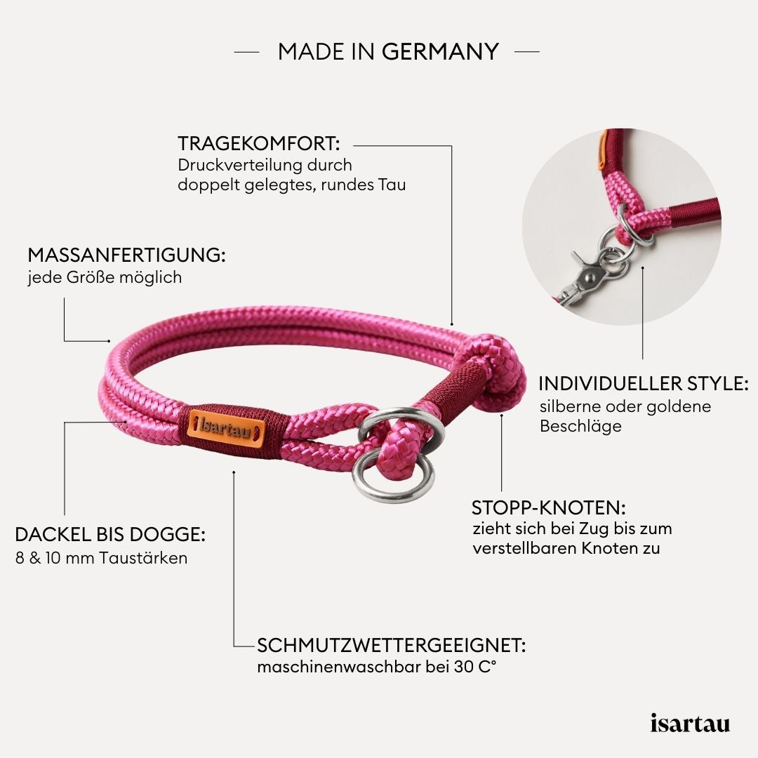 isartau Tauhalsband Viva Magenta Burgunder, Zugstopp, Produktdetails