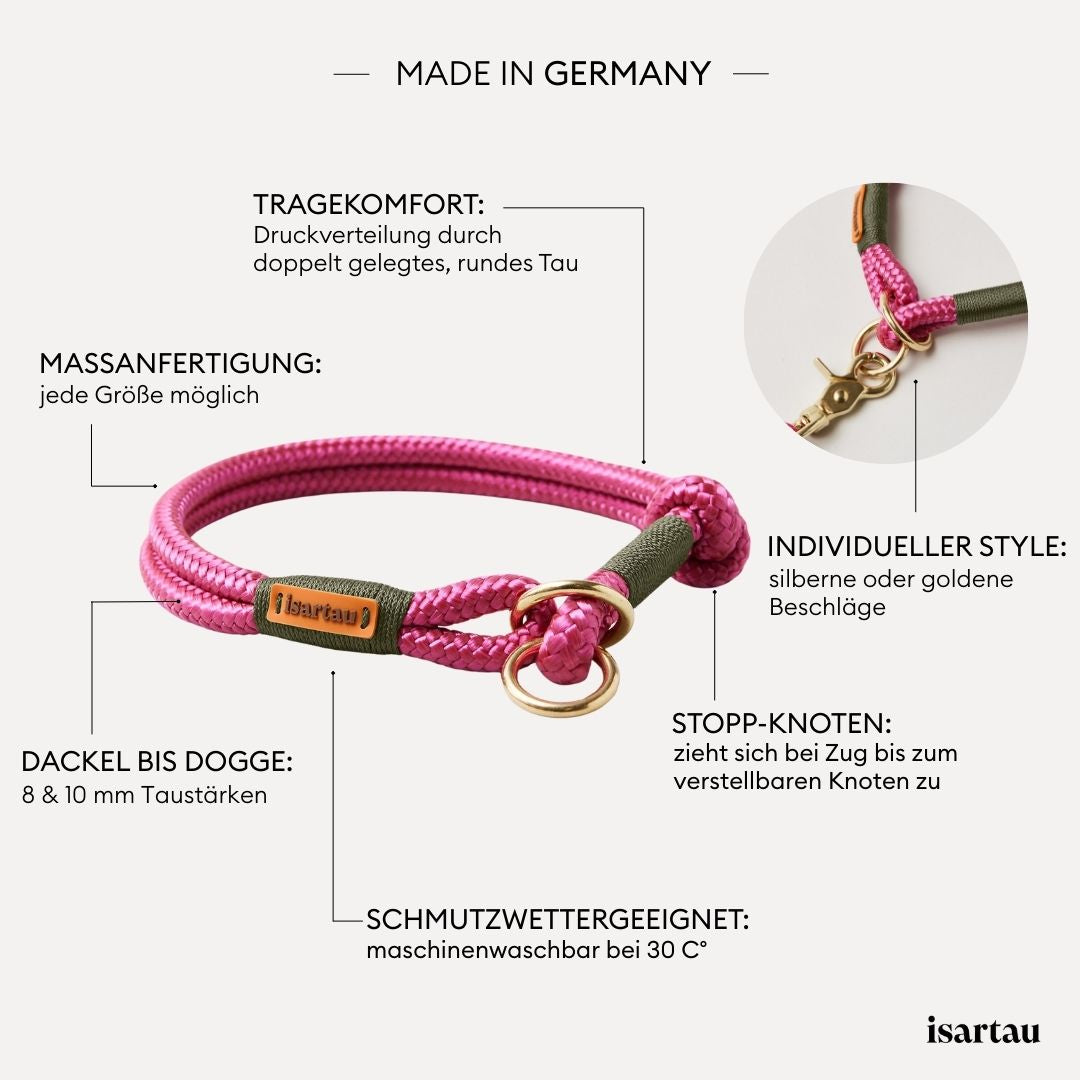 isartau Tauhalsband Viva Magenta Oliv, Zugstopp, Produktdetails
