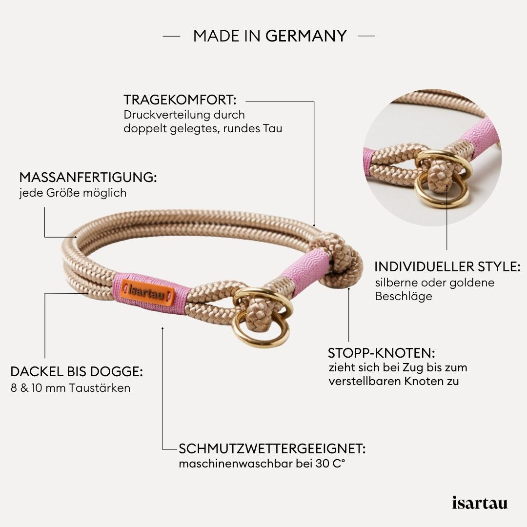 isartau Tauhalsband Wood Owl Rose, Zugstopp, Produktdetails