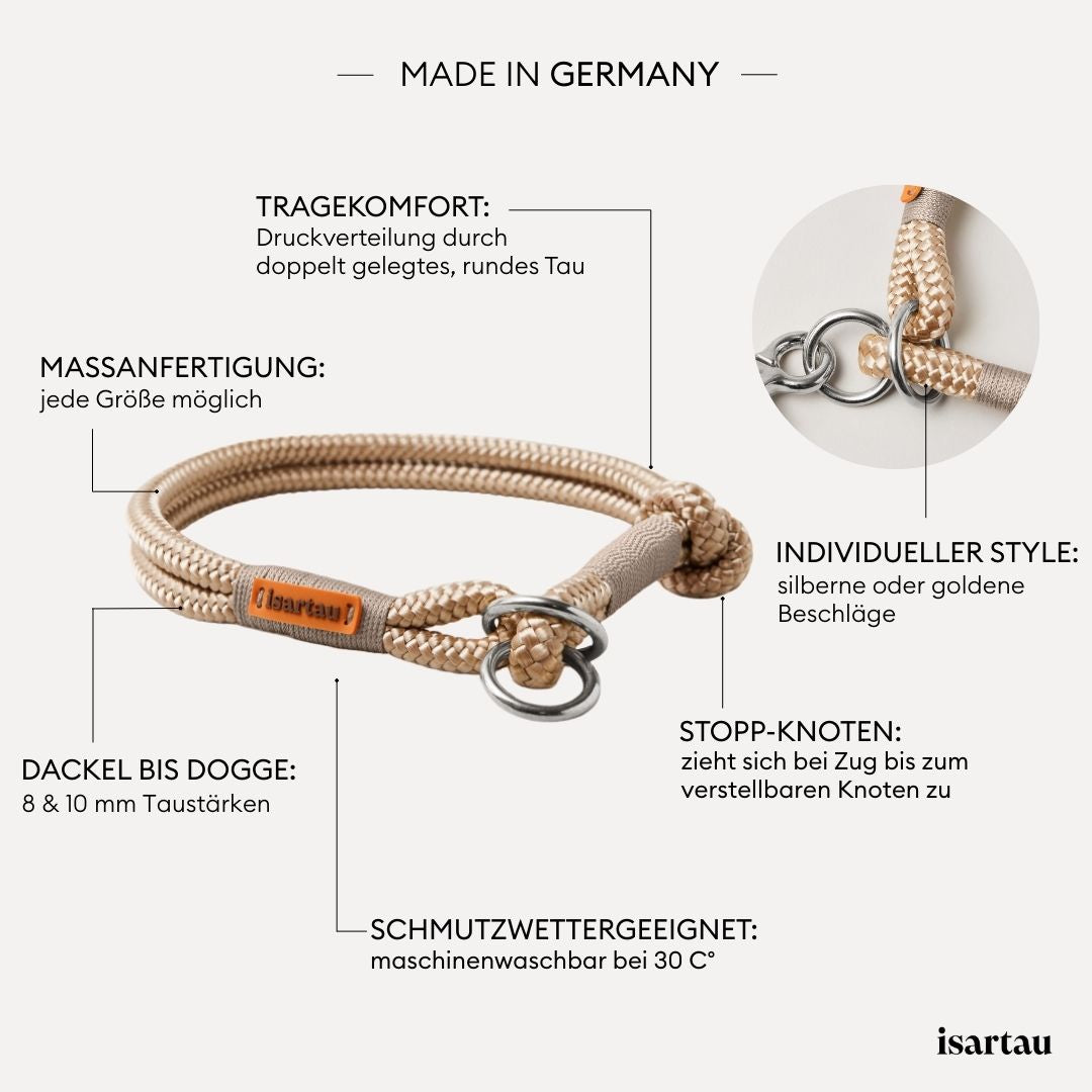 isartau Tauhalsband Wood Owl Sand, Zugstopp, Produktdetails