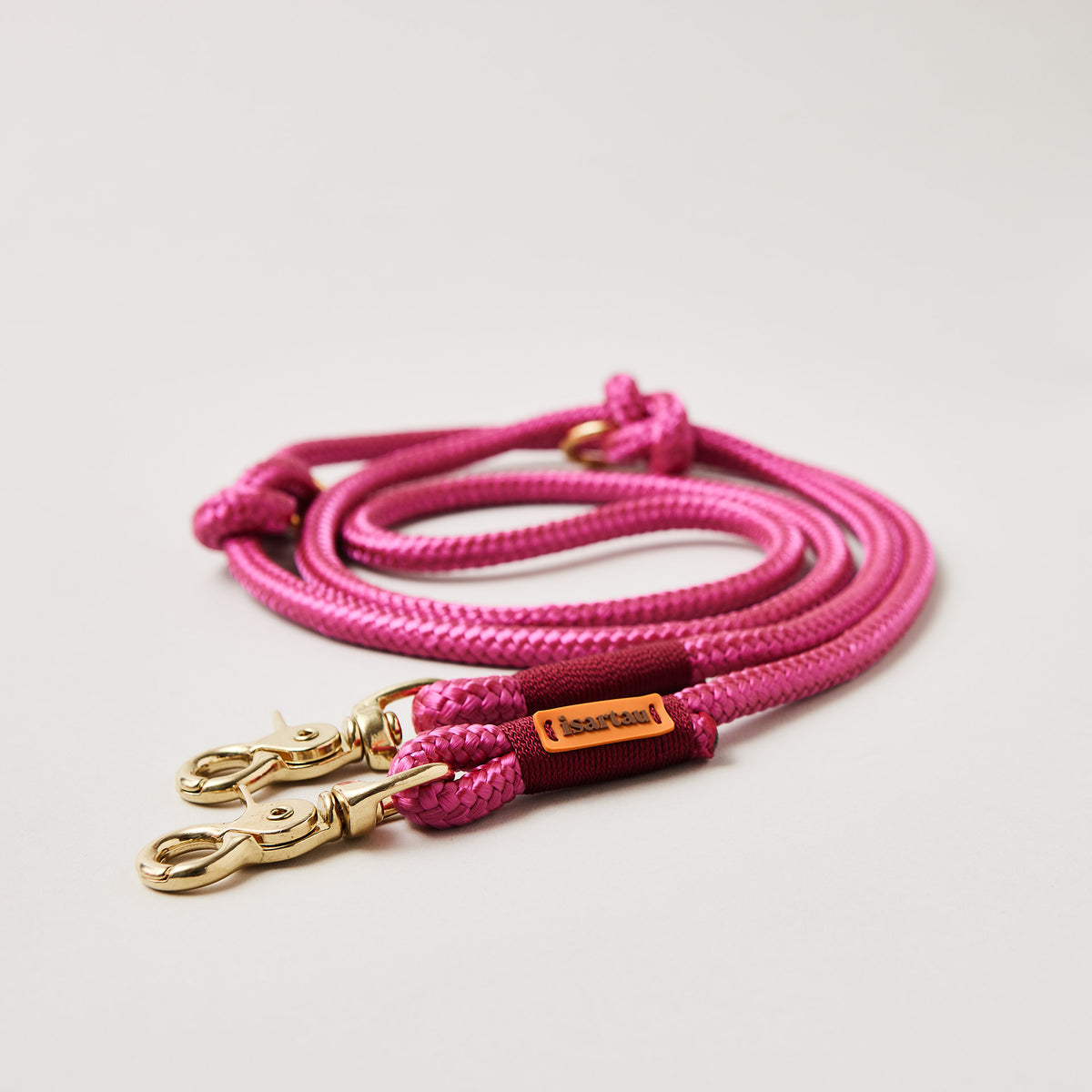verstellbare Hundeleine Viva Magenta Burgunder 10 mm mit Messing-Karabinern 