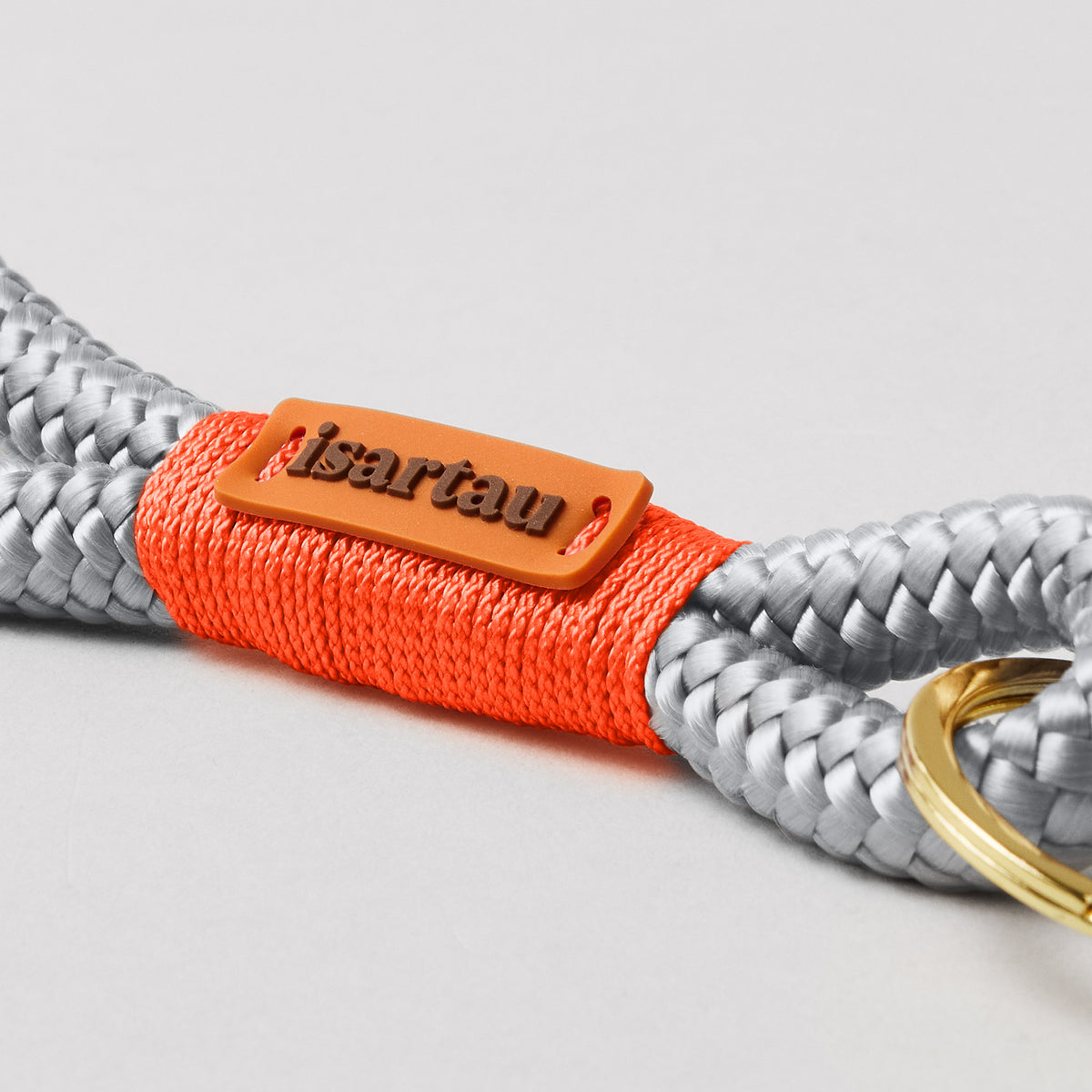 isartau Schlüsselanhänger Pebble Stone Neonorange, Softtau, gold, Detailansicht
