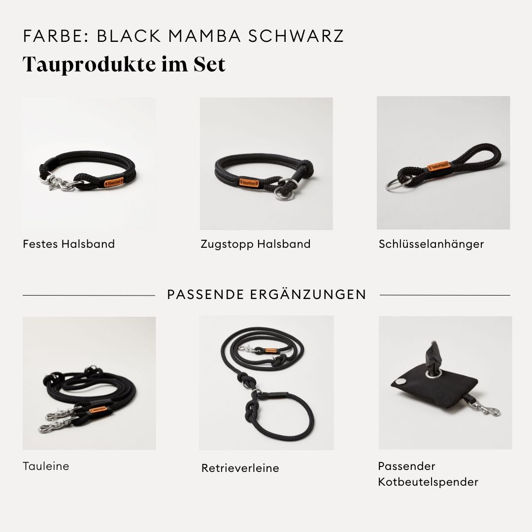 isartau Black Mamba Schwarz, Farbkombination aus Tau und Takelung