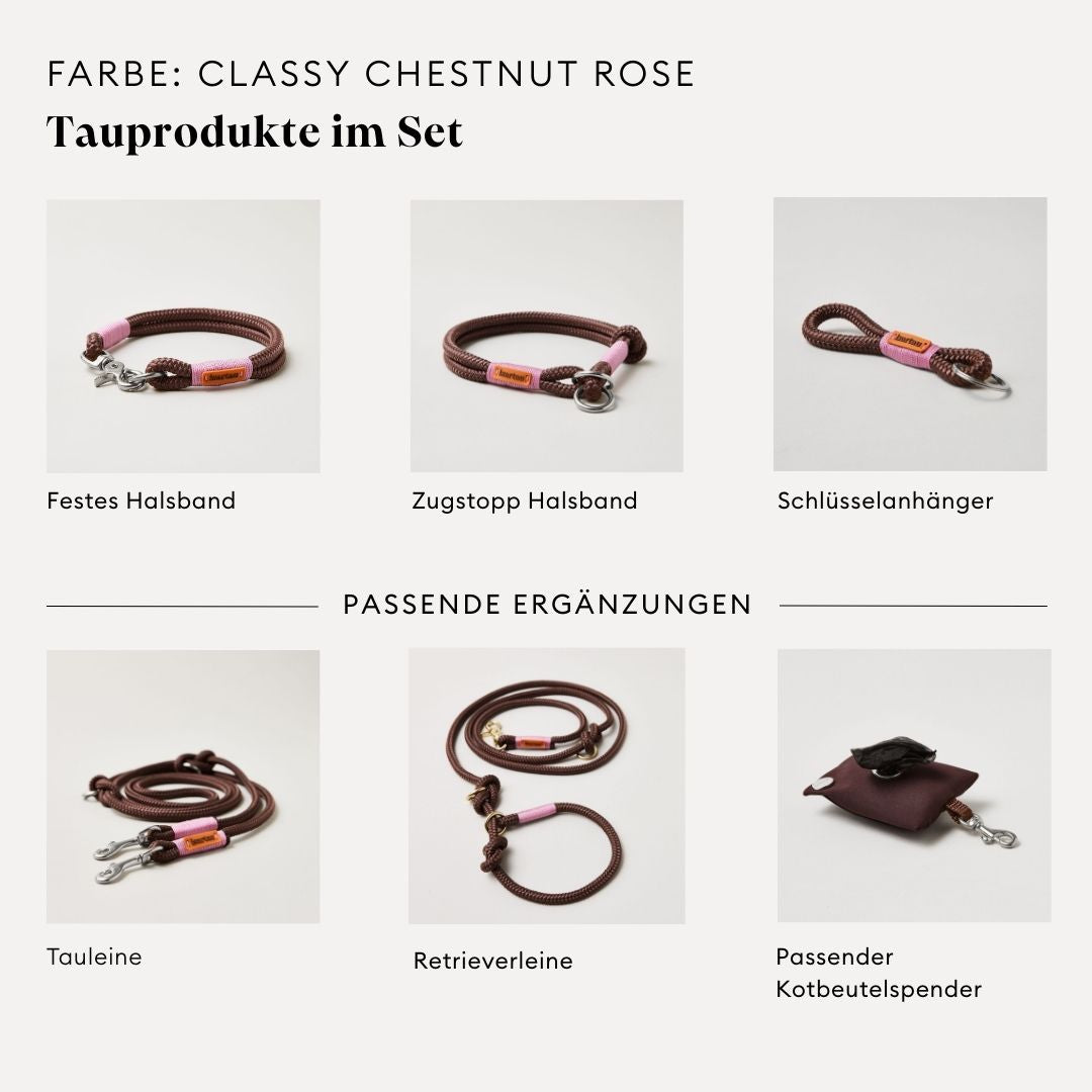 isartau Classy Chestnut Rose, Farbkombination aus Tau und Takelung