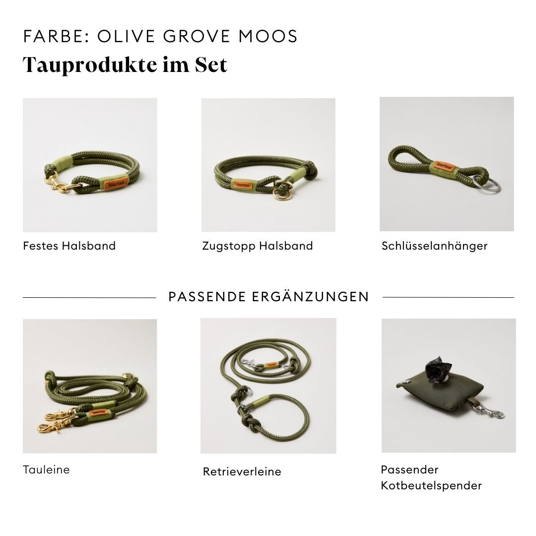 isartau Olive Grove Moos, Farbkombination aus Tau und Takelung