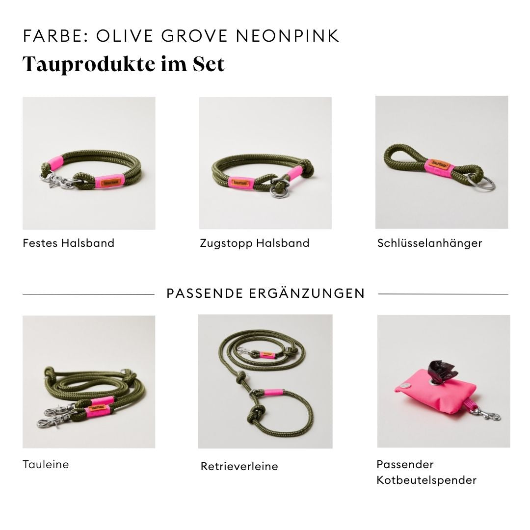 isartau Olive Grove Neonpink, Farbkombination aus Tau und Takelung