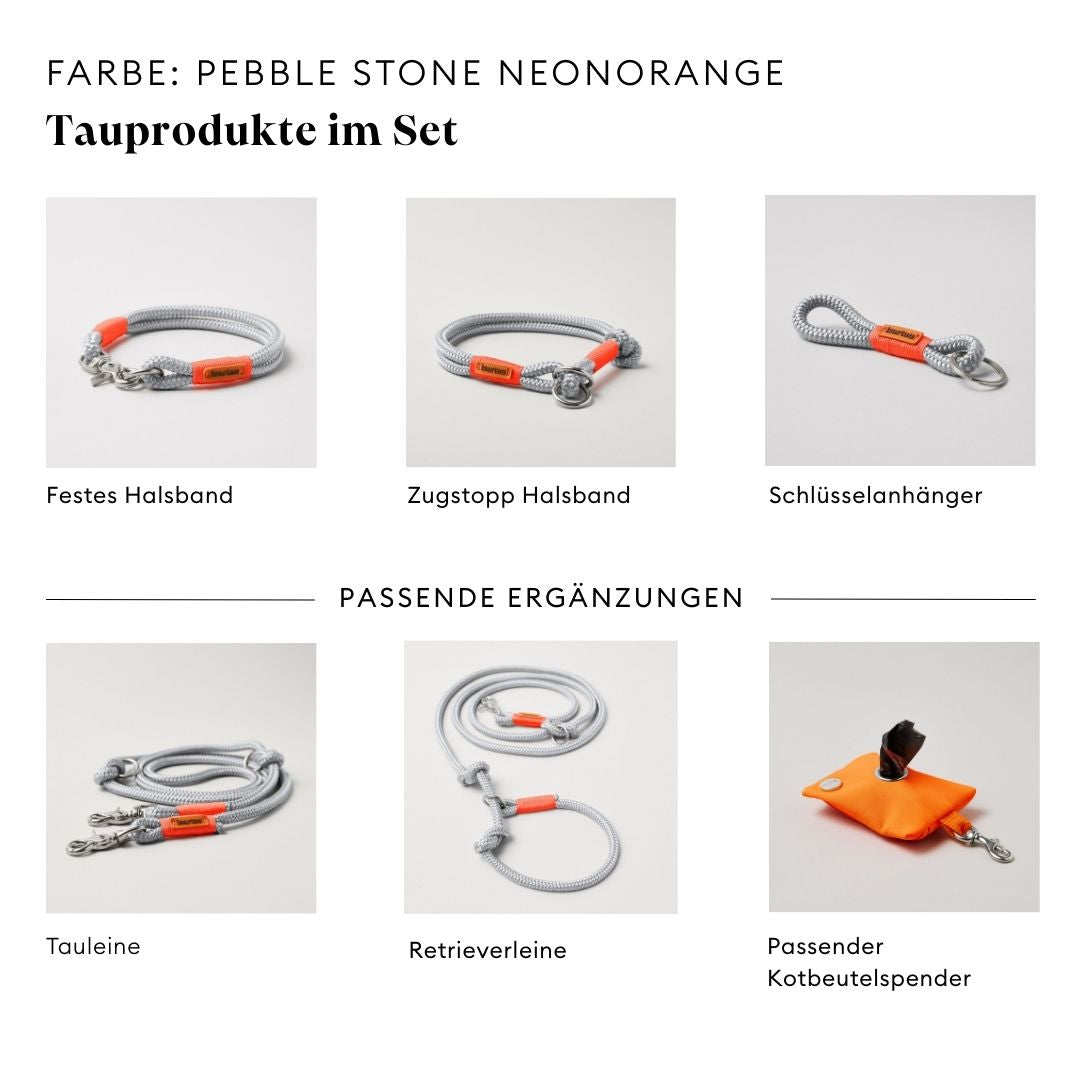isartau Pebble Stone Neonorange, Farbkombination aus Tau und Takelung