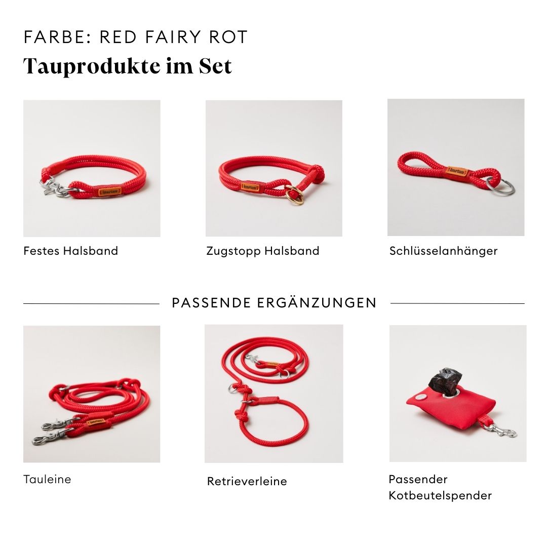 isartau Red Fairy Rot, Farbkombination aus Tau und Takelung