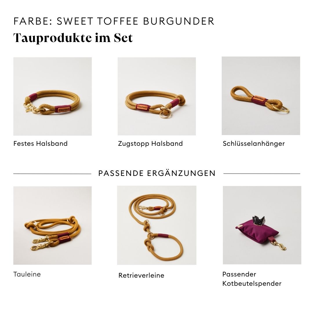 isartau Sweet Toffee Burgunder, Farbkombination aus Tau und Takelung