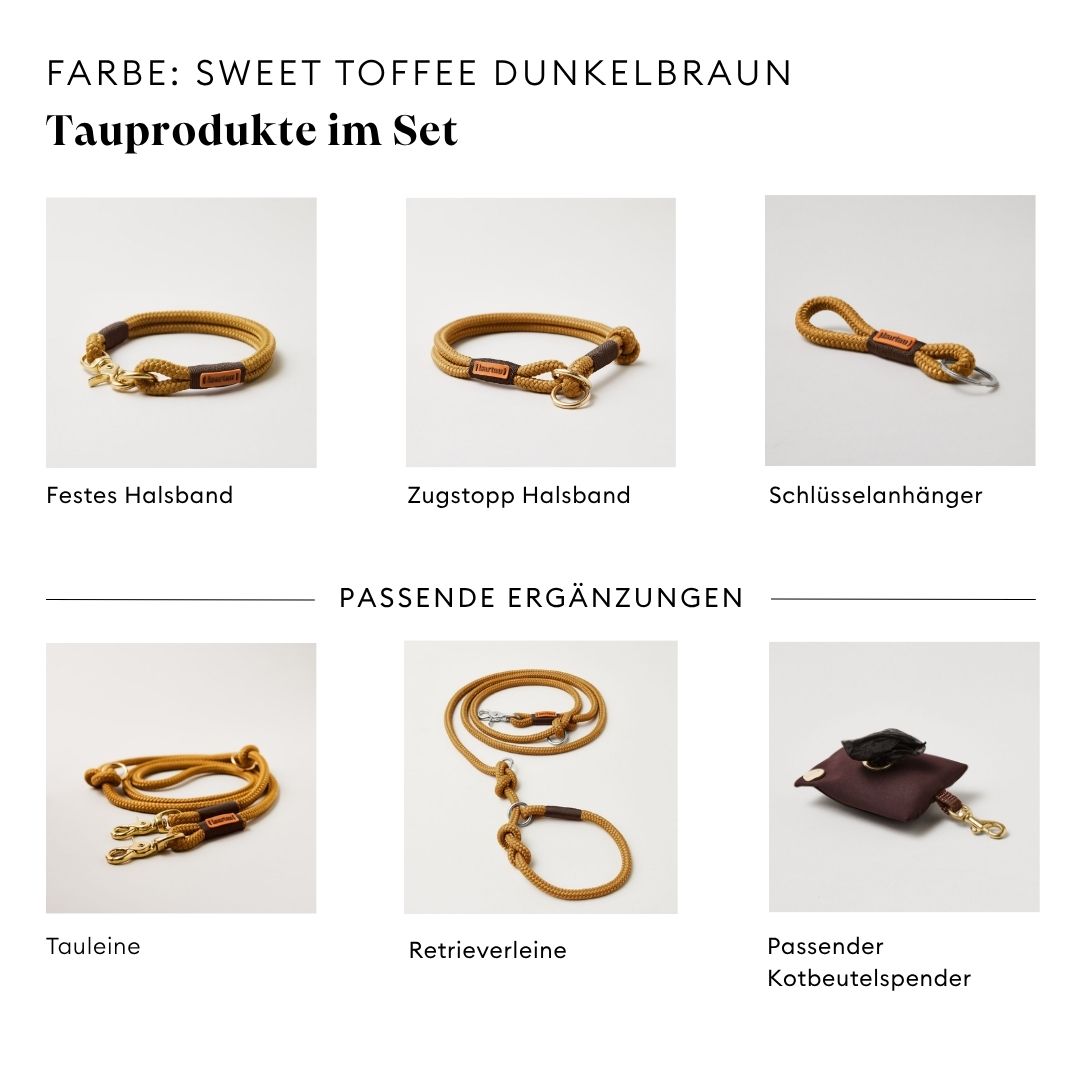 isartau Sweet Toffee Dunkelbraun, Farbkombination aus Tau und Takelung