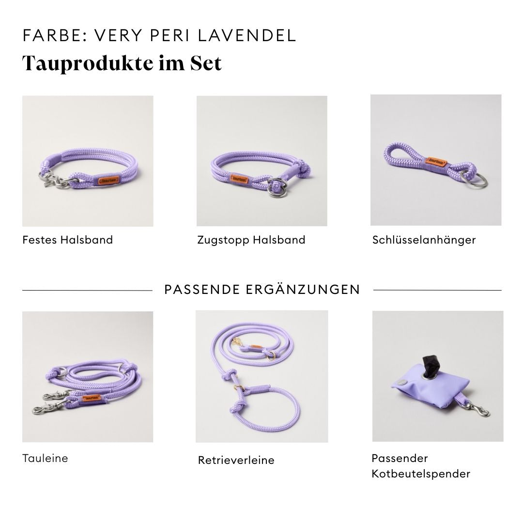 isartau Very Peri Lavendel, Farbkombination aus Tau und Takelung