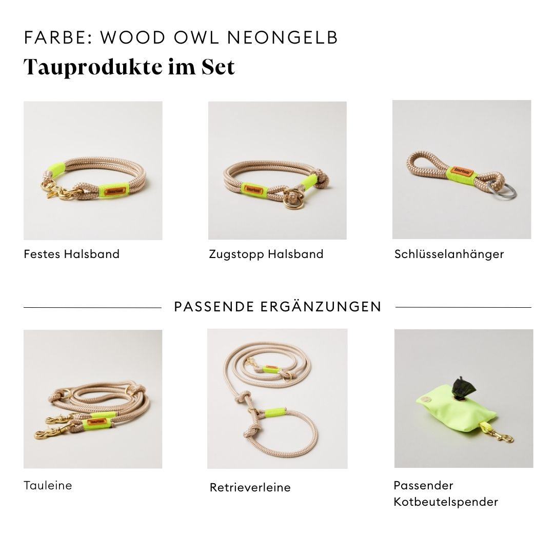 isartau Wood Owl Neongelb, Farbkombination aus Tau und Takelung