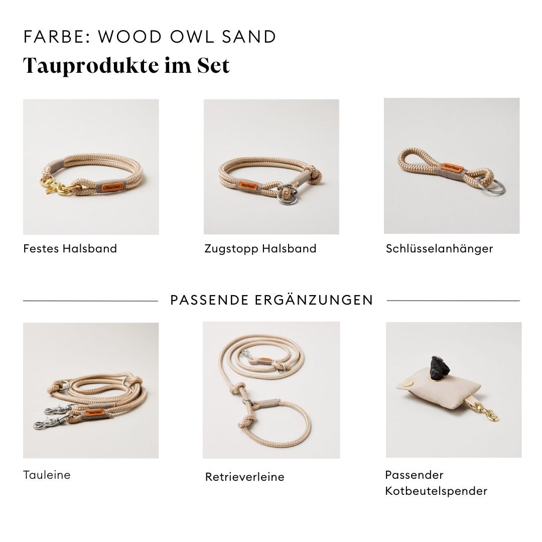 isartau Wood Owl Sand, Farbkombination aus Tau und Takelung