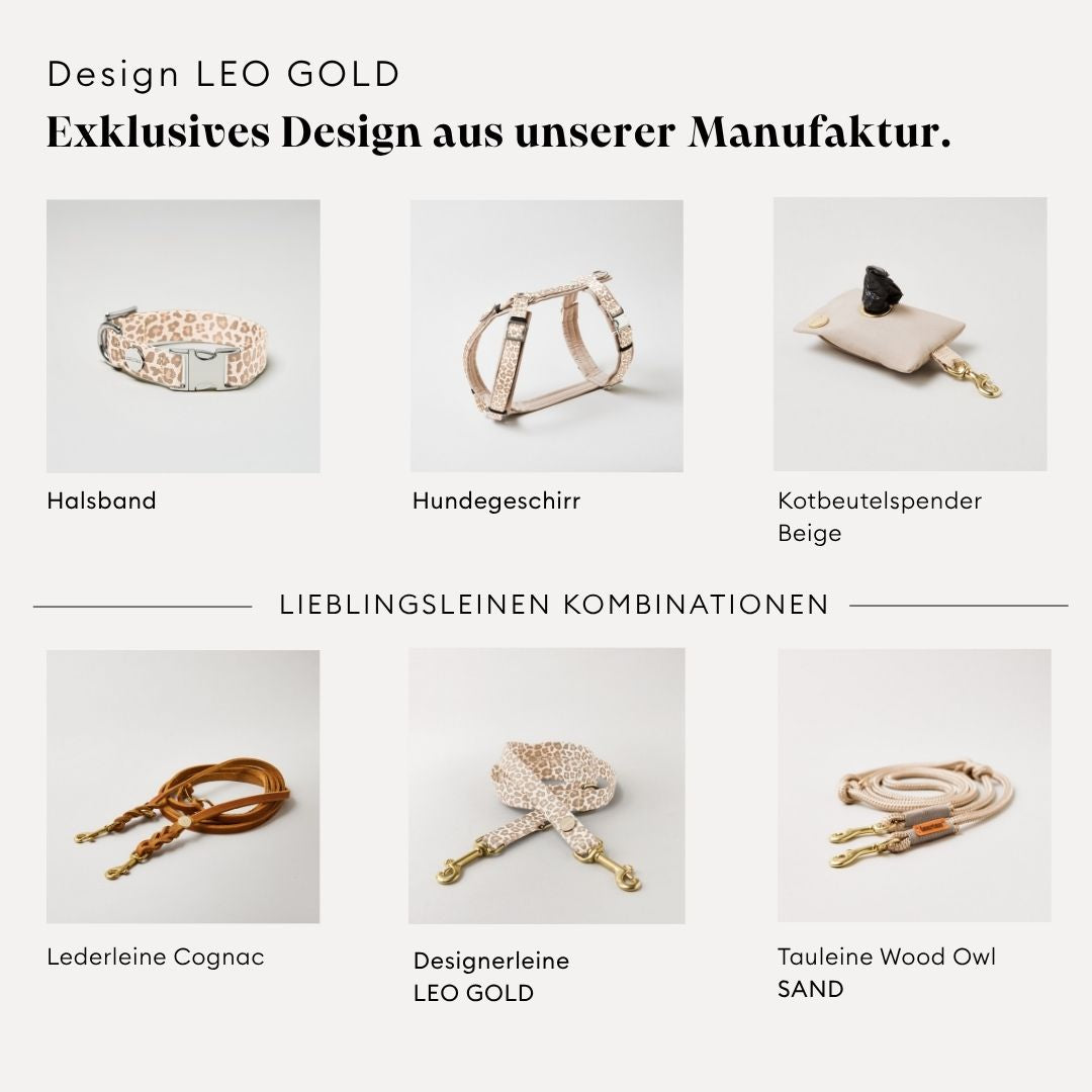Grafik zeigt Produkte aus anderen Materialien passend zum Design LEO GOLDEN
