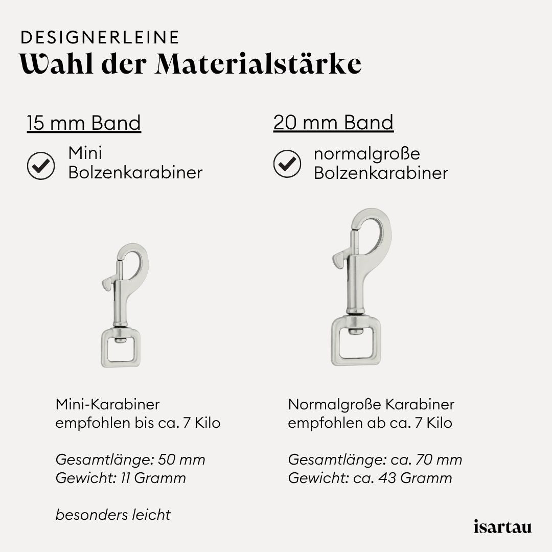 isartau Designerleine, silberfarbener Karabiner