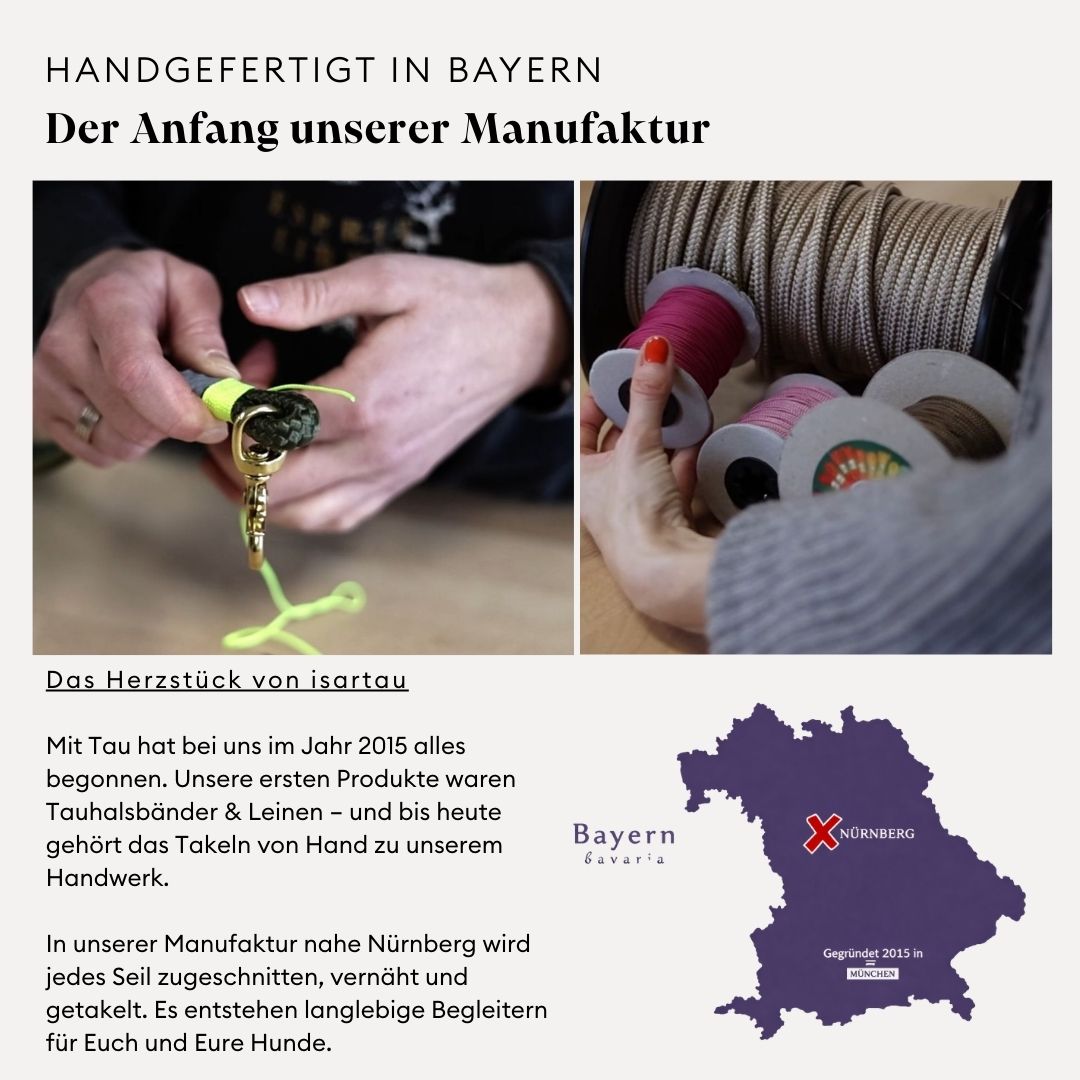 isartau Manufaktur, Fertigung von Tauhalsbändern und Tauleinen in Handarbeit