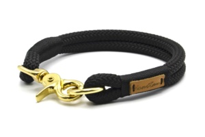schwarzes Hundehalsband mit Karabinerverschluss, nicht verstellbar – Kletterseil