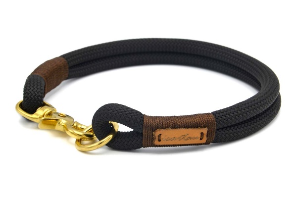 Hundehalsband schwarz mit Karabinerverschluss, nicht verstellbar – Kletterseil