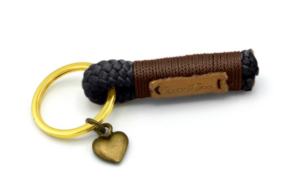 Schlüsselanhänger SHORTY, Softtau schwarz/braun, Anhänger optional