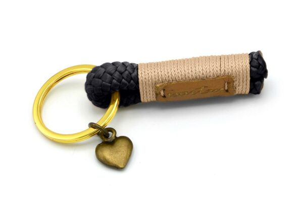 Schlüsselanhänger SHORTY Softtau, schwarz/beige, Anhänger optional