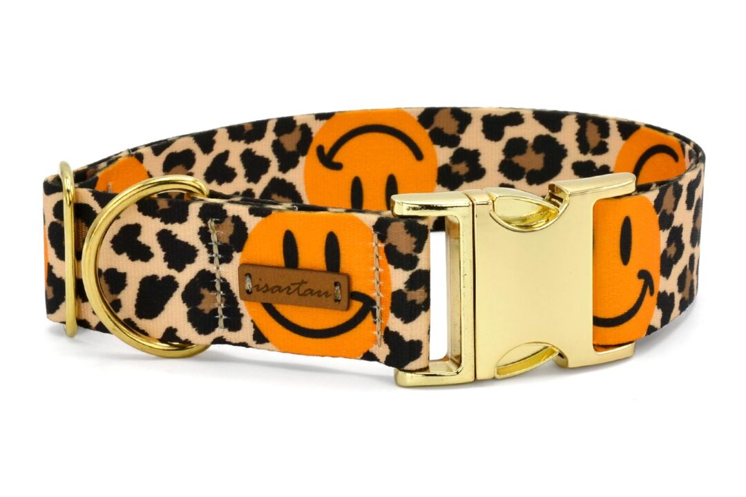 Designer Hundehalsband, *LEO mit Smile*, Größe XL, Breite 38mm