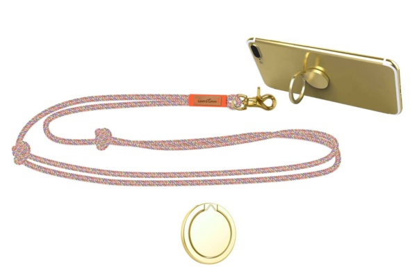 Handykette mit Handy-Halterring goldfarben