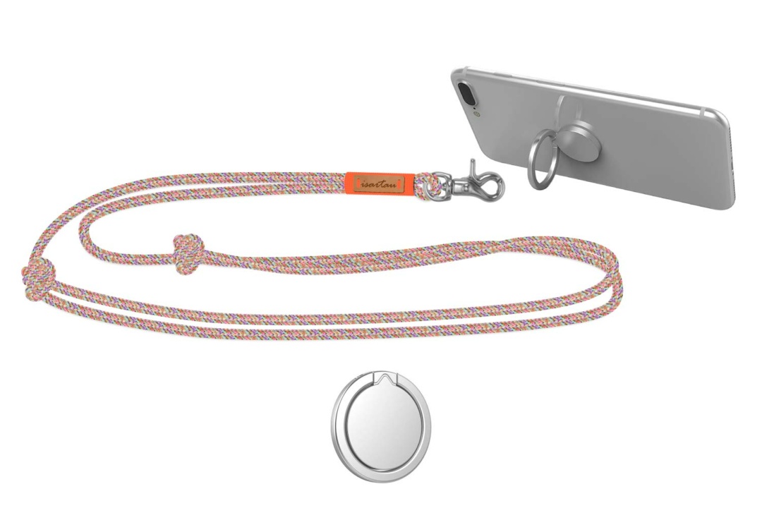 Handykette mit Handy-Halterring silberfarben