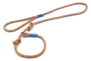Retrieverleine mit Handschlaufe (ca. 130cm + Halsung) – Softtau, mit Takelung in Meerblau