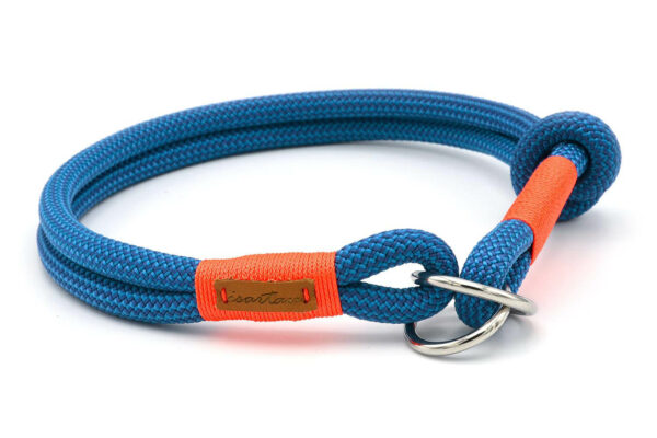 meerblaues Halsband mit orangefarbenem Takel