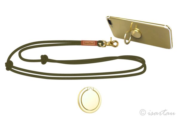 Handykette mit Halterring in goldfarben