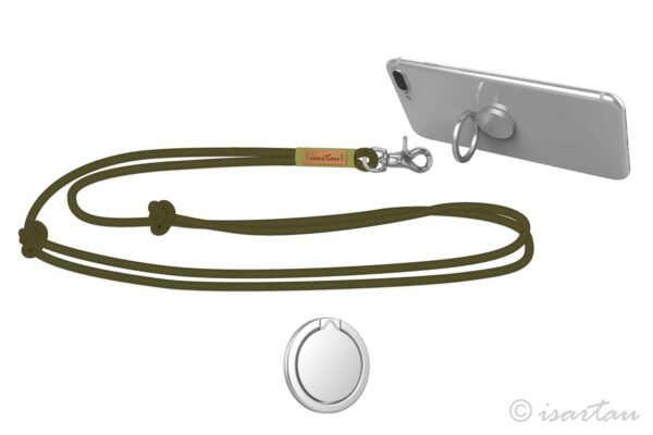 Handykette mit Halterring in silberfarben