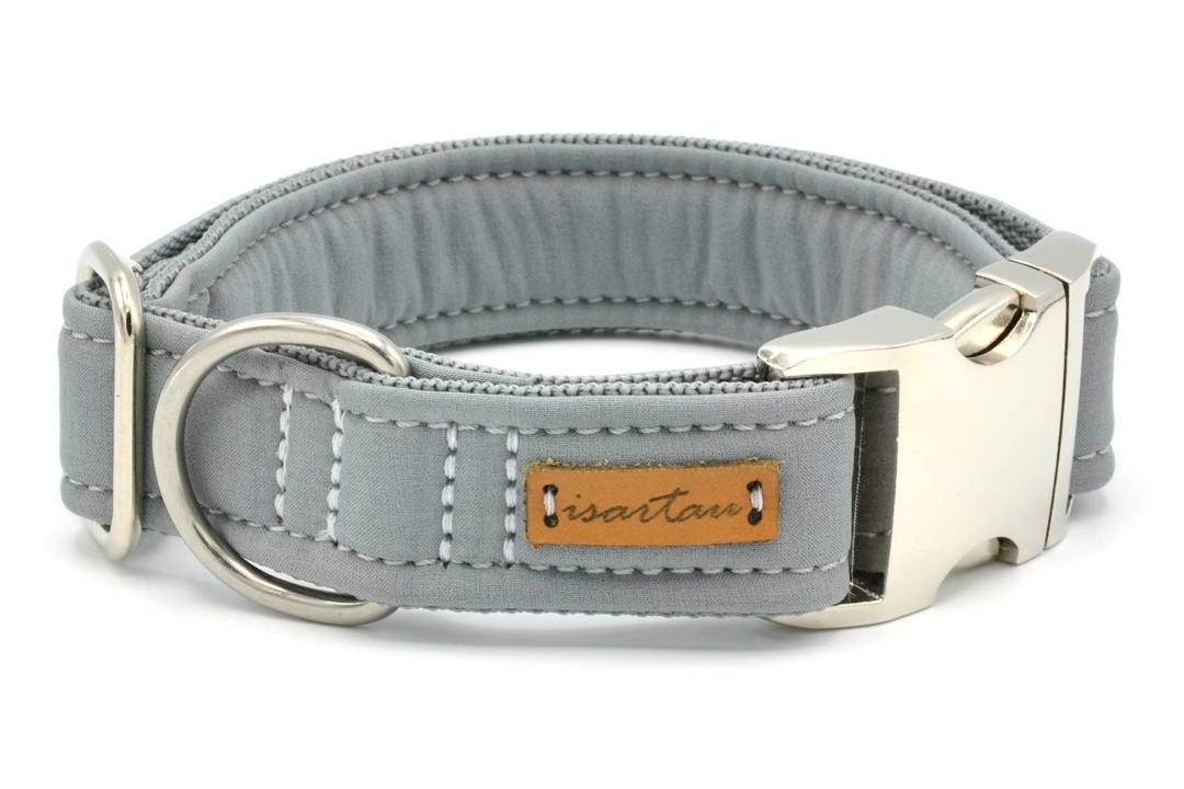 Halsband Softie GRAU, 3cm breit mit Steckverschluss silberfarben