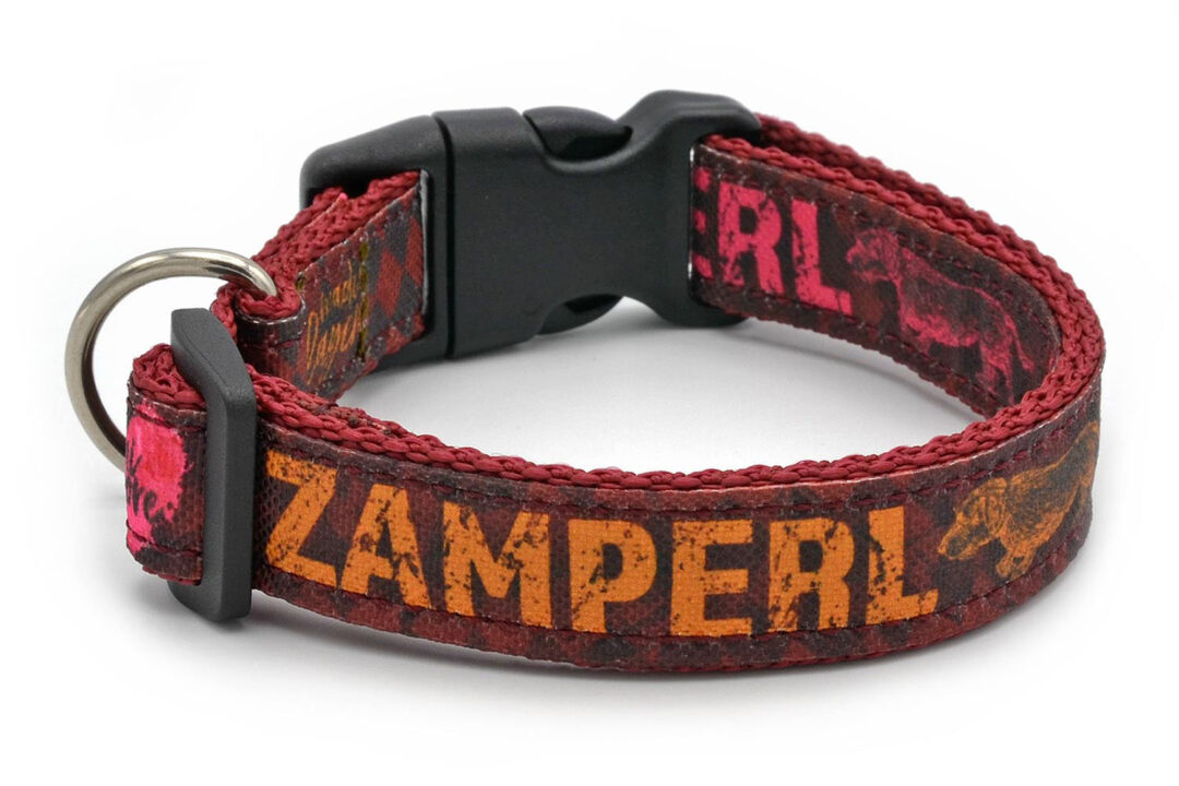 Dackel Halsband Zamperl BURGUNDER/ROST/FUCHSIA