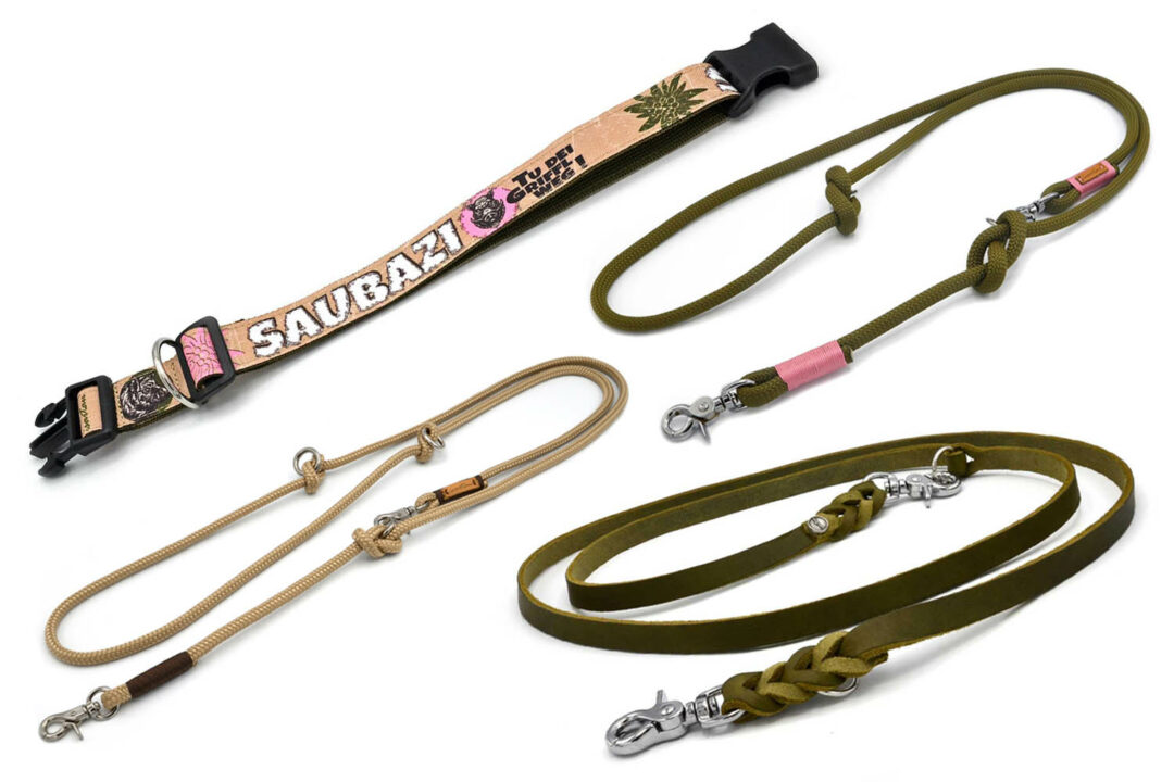 Hundehalsband Saubazi BEIGE mit den passenden Leinen