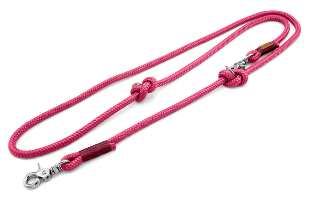 Führleine 2-fach verstellbar, Softtau Magenta mit Takel Burgunder, Länge ca. 190 cm