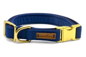 Welpenhalsband Softie DUNKELBLAU 2cm breit mit goldfarbener Schließe