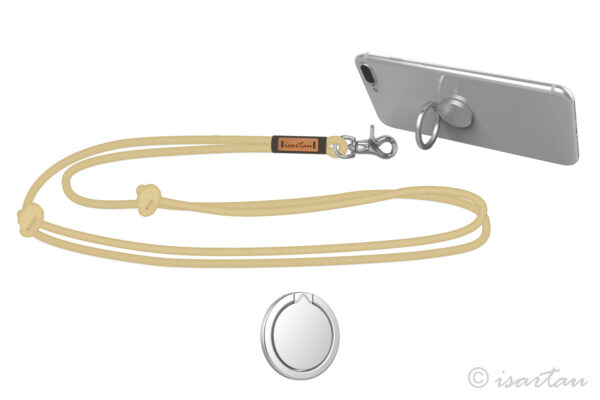 handykette in beige mit Haltering