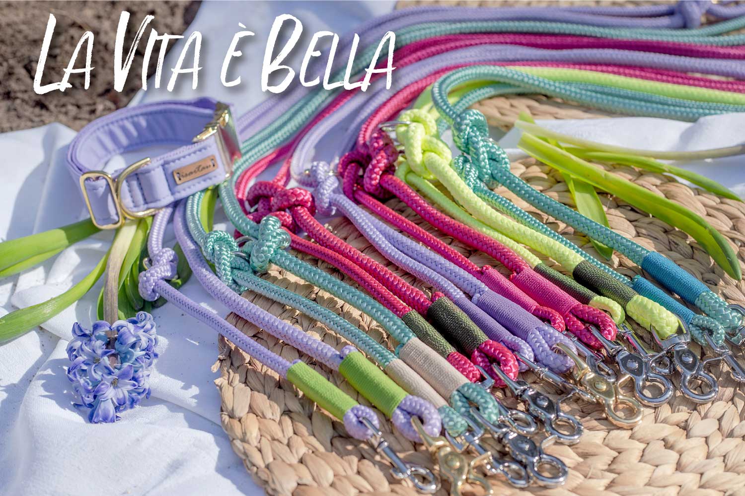 Kollektion "La Vita e Bella" Tauleinen und Halsbänder in Pastell